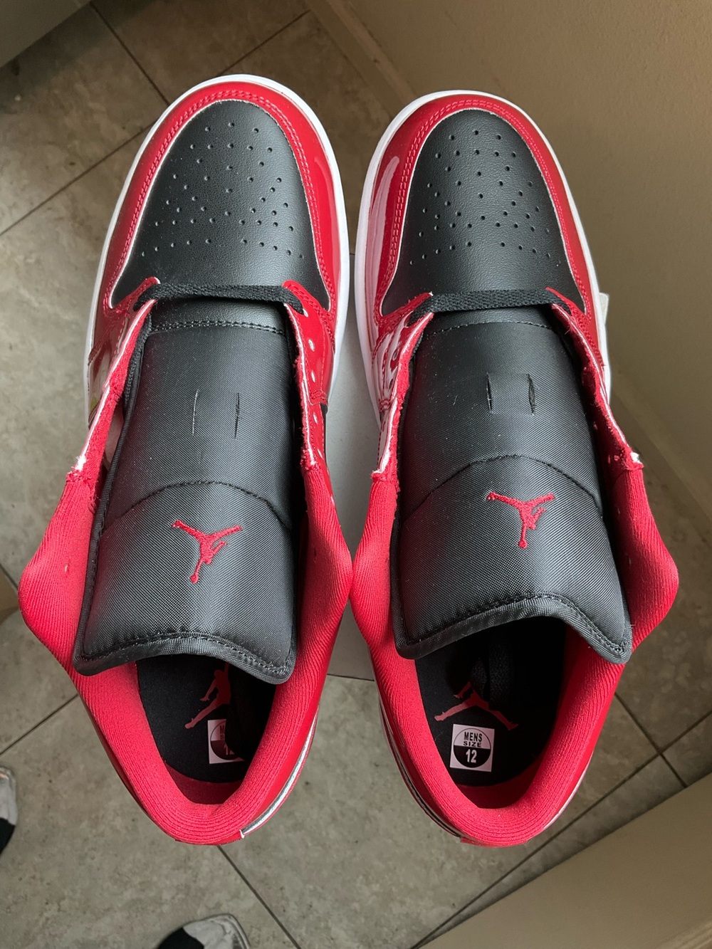Nike Jordan Air Jordan One Low Patent Leather Varsity Red Black White - Picture 2 of 14